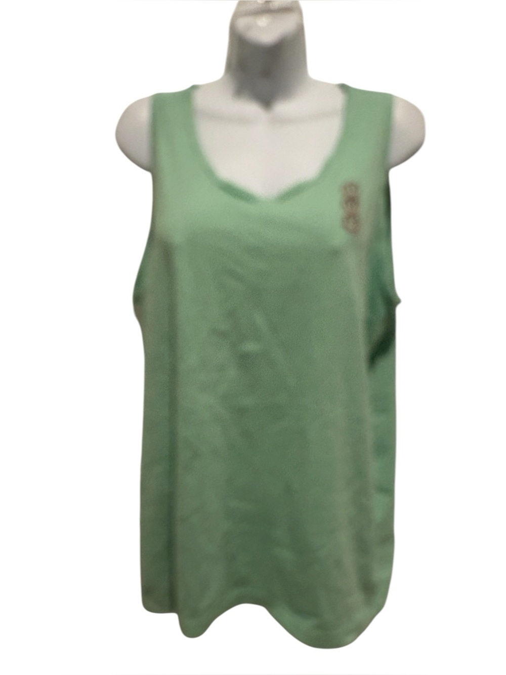 DUTCH BROTHERS COFFEE Tank Top Light Green Embroidered Smiley Face Size Large